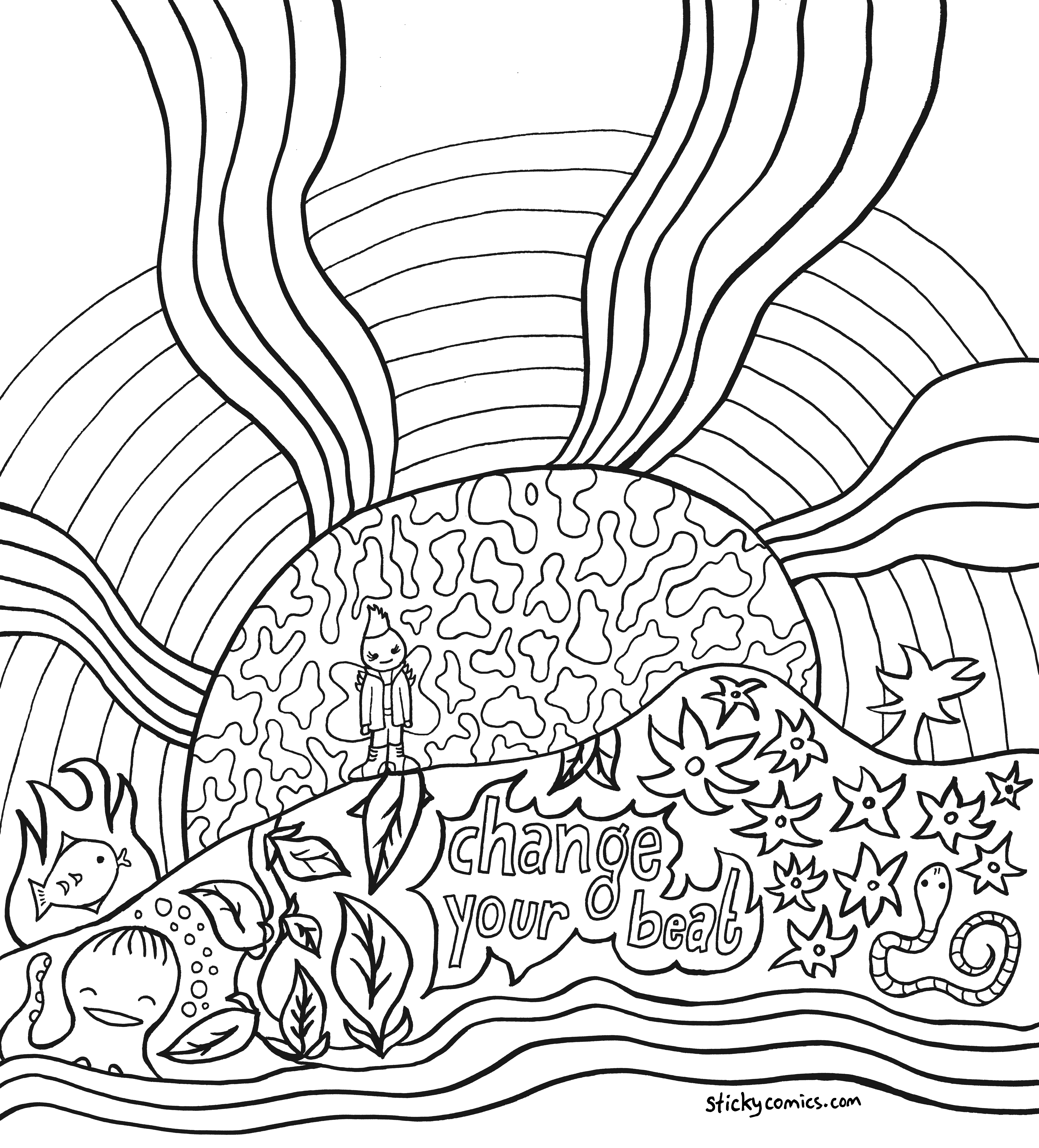 Change Your Beat Coloring Page Sticky Comics